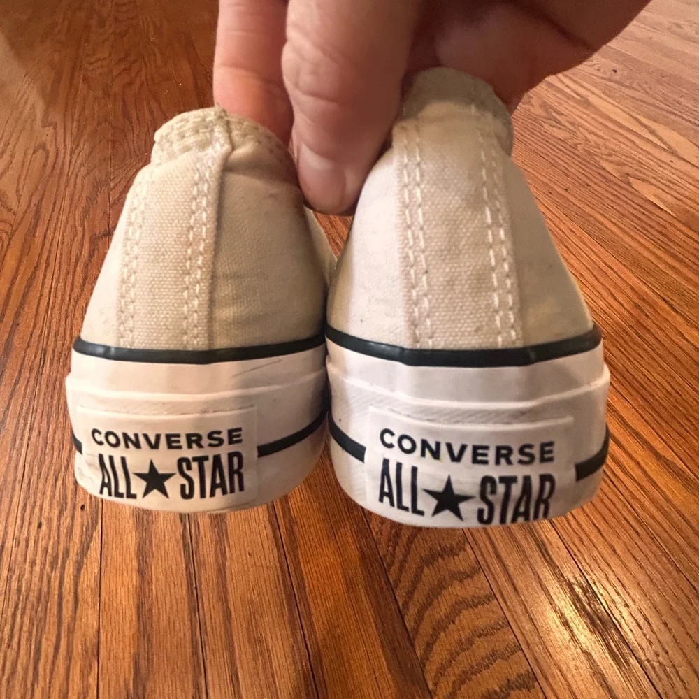 Cream Canvas Platform Sneakers - Women's Low Top
